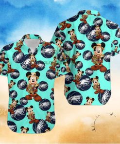 Mickey Mouse Explorer Philadelphia Eagles Logo Light Blue 80S Hawaiian Shirt