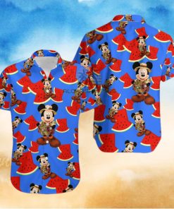 Mickey Mouse Explorer Watermelon Royal Blue Awesome Hawaiian Shirts