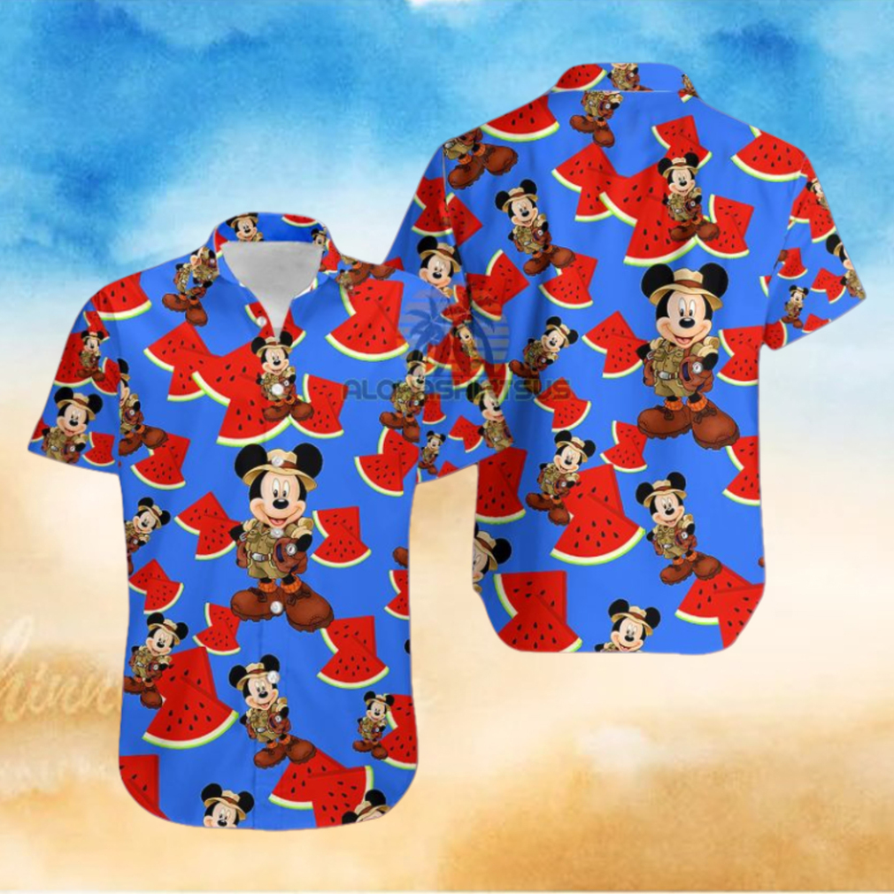 Mickey Mouse Explorer Watermelon Royal Blue Awesome Hawaiian Shirts Mickey Mouse Explorer Watermelon Royal Blue Awesome Hawaiian Shirts