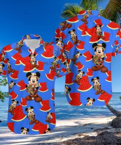 Mickey Mouse Explorer Watermelon Royal Blue Awesome Hawaiian Shirts