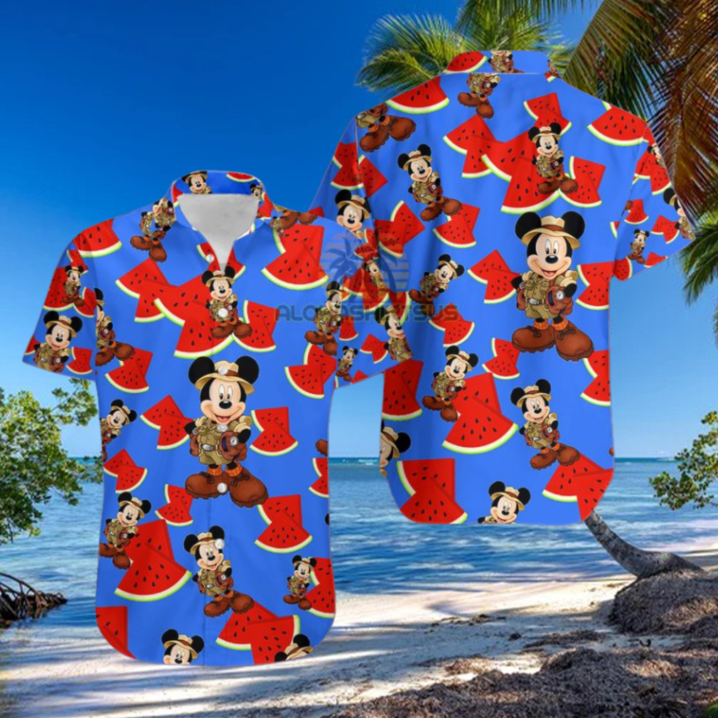 Mickey Mouse Explorer Watermelon Royal Blue Awesome Hawaiian Shirts Mickey Mouse Explorer Watermelon Royal Blue Awesome Hawaiian Shirts