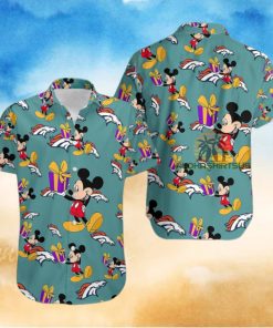 Mickey Mouse Gift Box Denver Broncos Green Western Hawaiian Shirt