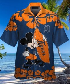 Mickey Mouse Hibiscus Flower Detroit Tigers Hawaiian Shirt