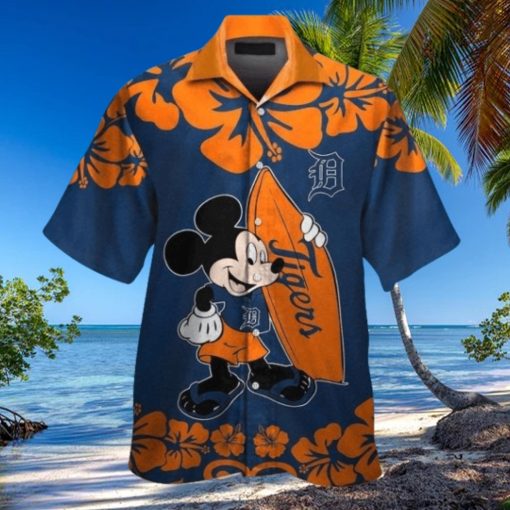 Mickey Mouse Hibiscus Flower Detroit Tigers Hawaiian Shirt
