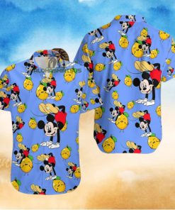 Mickey Mouse Hip Hop Lemon Blue Western Hawaiian Shirt