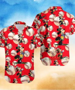Mickey Mouse Hula White Baseball Red Youth Hawaiian Shirts