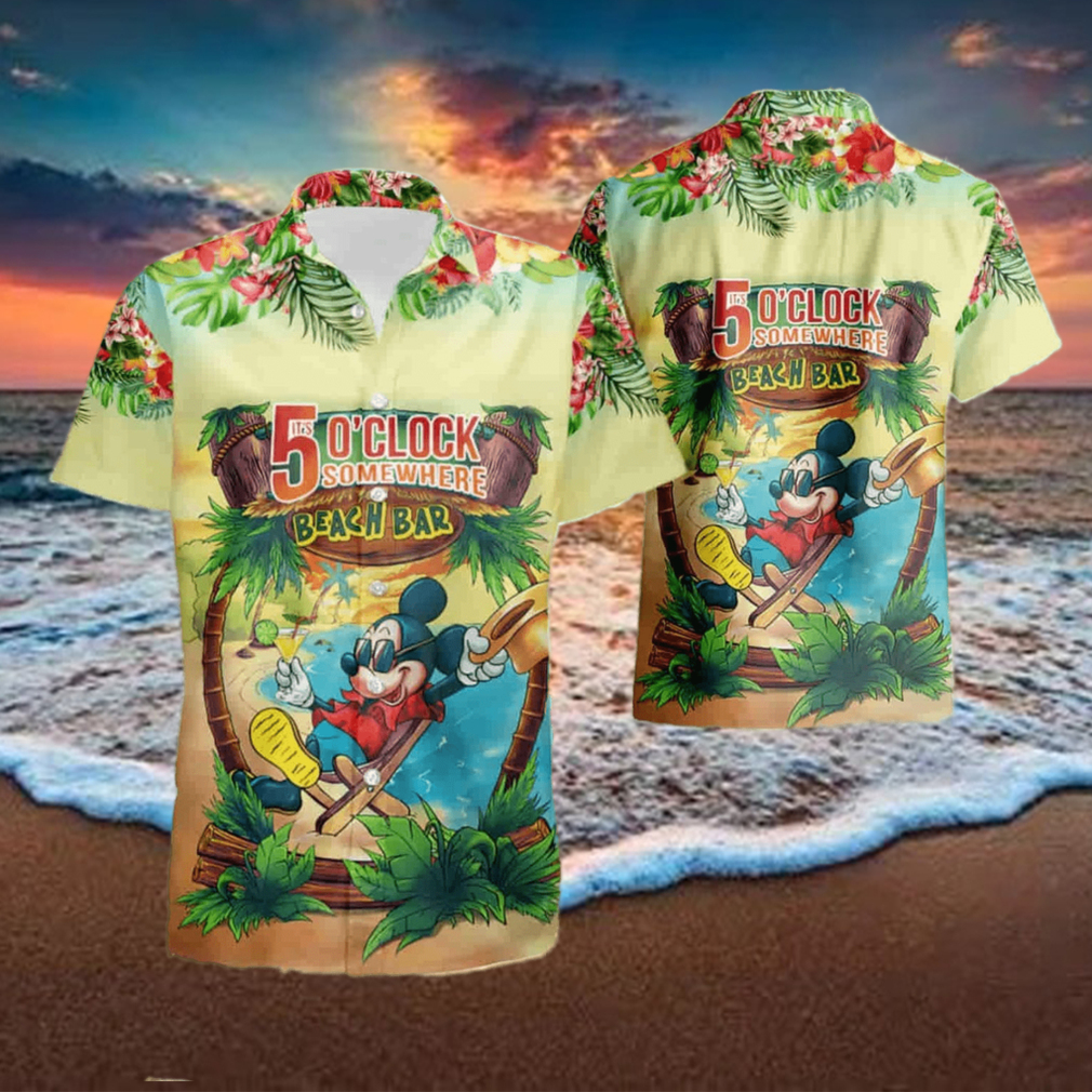 Mickey Mouse Its 5 O27Clock Somewhere Beach Bar Short Sleeve Aloha Hawaiian Shirt Mickey Mouse Its 5 O27Clock Somewhere Beach Bar Short Sleeve Aloha Hawaiian Shirt