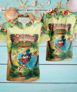 Mickey Mouse Its 5 O27Clock Somewhere Beach Bar Short Sleeve Aloha Hawaiian Shirt