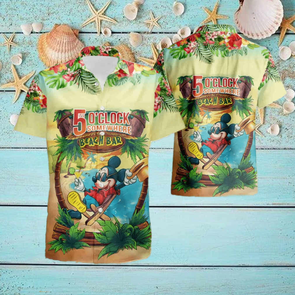Mickey Mouse Its 5 O27Clock Somewhere Beach Bar Short Sleeve Aloha Hawaiian Shirt Mickey Mouse Its 5 O27Clock Somewhere Beach Bar Short Sleeve Aloha Hawaiian Shirt