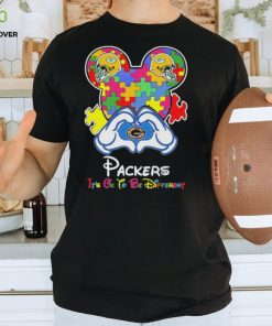 Mickey Mouse Love Green Bay Packers Autism Its Ok To Be Different T shirt
