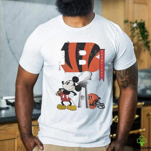 Mickey Mouse NFL Cincinnati Bengals Football Super Bowl Champions Helmet Logo T Shirt