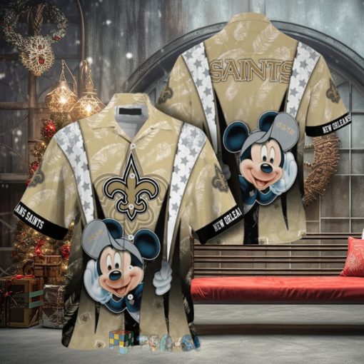 Mickey Mouse NFL New Orleans Saints Hat Tropical Hawaiian Shirt