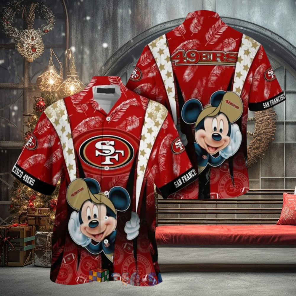 Mickey Mouse NFL San Francisco 49ers Hat Tropical Hawaiian Shirt Mickey Mouse NFL San Francisco 49ers Hat Tropical Hawaiian Shirt