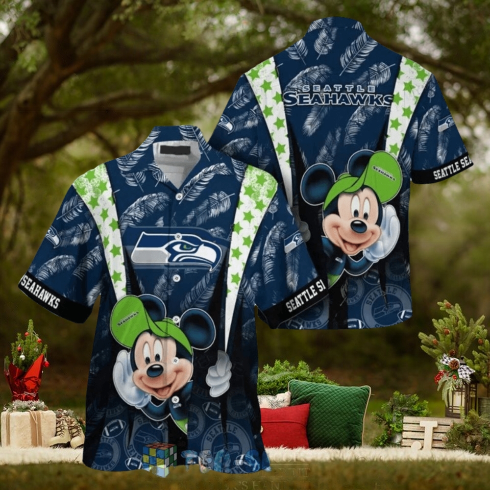 Mickey Mouse NFL Seattle Seahawks Hat Tropical Hawaiian Shirt Mickey Mouse NFL Seattle Seahawks Hat Tropical Hawaiian Shirt