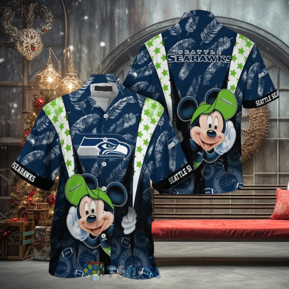 Mickey Mouse NFL Seattle Seahawks Hat Tropical Hawaiian Shirt Mickey Mouse NFL Seattle Seahawks Hat Tropical Hawaiian Shirt