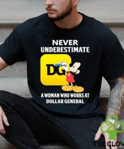 Mickey Mouse Never underestimate a woman who works at family Dollar General hoodie, sweater, longsleeve, shirt v-neck, t-shirt