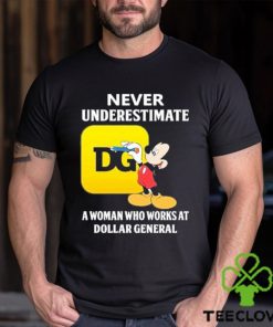 Mickey Mouse Never underestimate a woman who works at family Dollar General hoodie, sweater, longsleeve, shirt v-neck, t-shirt