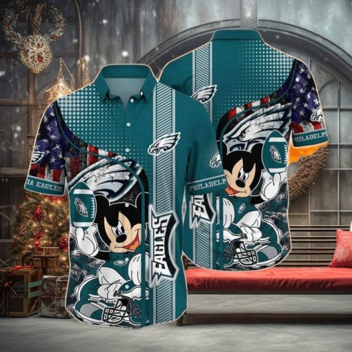 Mickey Mouse Philadelphia Eagles NFL Hawaiian Shirt Gift For Beach Trip, NFL Hawaiian Shirt