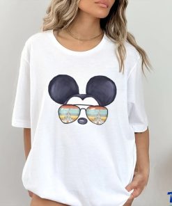 Mickey Mouse Watercolor Aviator Glasses Castle Shirt Unisex T Shirt