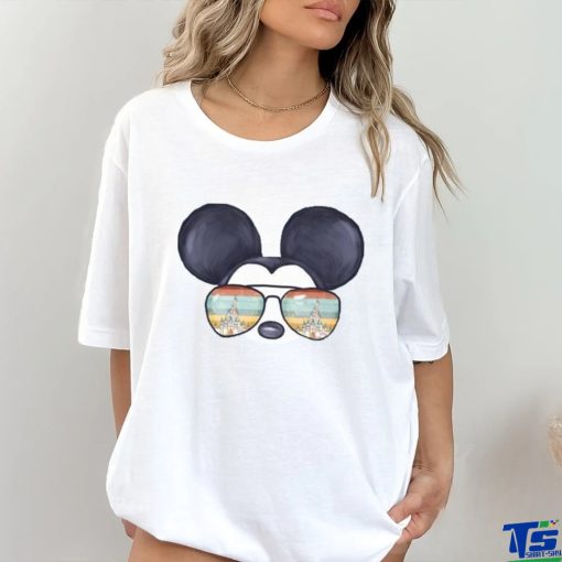 Mickey Mouse Watercolor Aviator Glasses Castle Shirt Unisex T Shirt