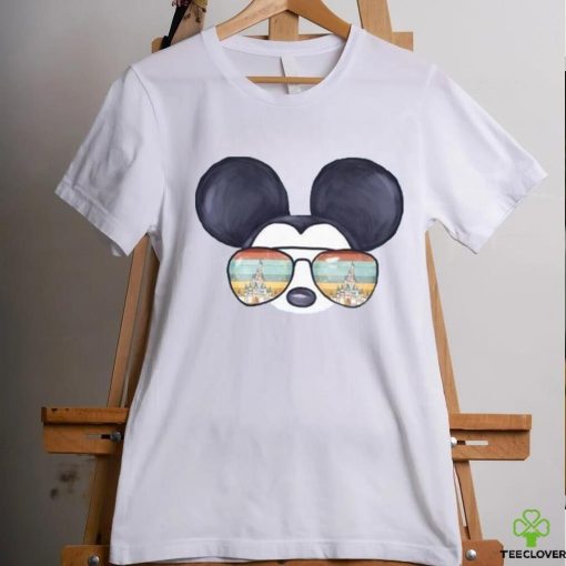 Mickey Mouse Watercolor Aviator Glasses Castle Shirt Unisex T Shirt