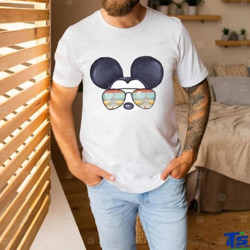 Mickey Mouse Watercolor Aviator Glasses Castle Shirt Unisex T Shirt