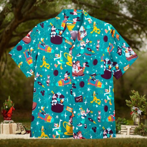 Mickey Mouse and Friends Play in the Park Woven Hawaii Shirt for Adults