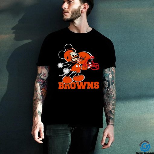 Mickey Mouse cartoon NFL Cleveland Browns football player helmet logo hoodie, sweater, longsleeve, shirt v-neck, t-shirt