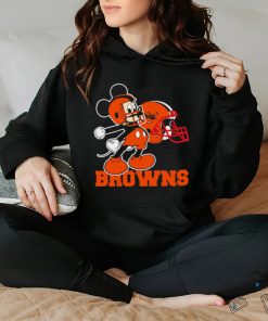 Mickey Mouse cartoon NFL Cleveland Browns football player helmet logo hoodie, sweater, longsleeve, shirt v-neck, t-shirt