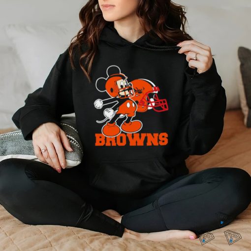 Mickey Mouse cartoon NFL Cleveland Browns football player helmet logo hoodie, sweater, longsleeve, shirt v-neck, t-shirt