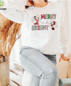 Mickey and Minnie Merry And Bright Sweathoodie, sweater, longsleeve, shirt v-neck, t-shirt