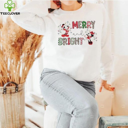 Mickey and Minnie Merry And Bright Sweathoodie, sweater, longsleeve, shirt v-neck, t-shirt