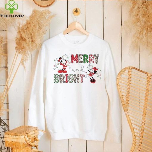 Mickey and Minnie Merry And Bright Sweathoodie, sweater, longsleeve, shirt v-neck, t-shirt