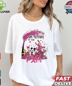 Mickey and friends in october we wear pink Breast Cancer Awareness shirt