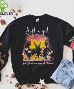 Mickey and friends just a girl who loves spring and Michigan Wolverines hoodie, sweater, longsleeve, shirt v-neck, t-shirt