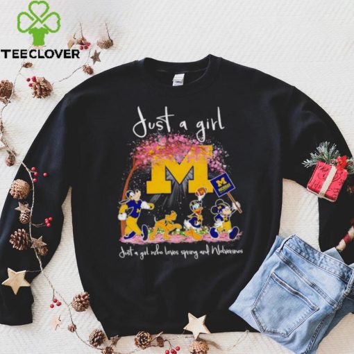 Mickey and friends just a girl who loves spring and Michigan Wolverines hoodie, sweater, longsleeve, shirt v-neck, t-shirt