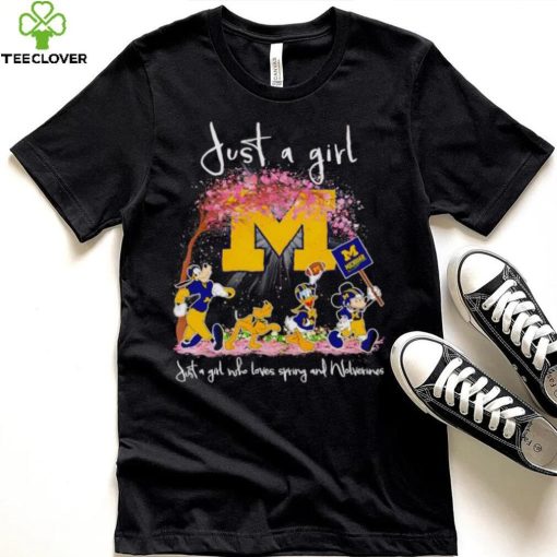 Mickey and friends just a girl who loves spring and Michigan Wolverines hoodie, sweater, longsleeve, shirt v-neck, t-shirt