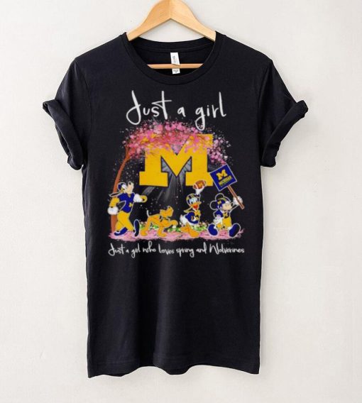 Mickey and friends just a girl who loves spring and Michigan Wolverines hoodie, sweater, longsleeve, shirt v-neck, t-shirt