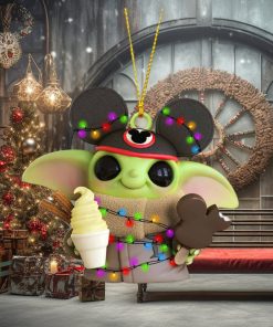 Mickey hat Baby Yoda ice cream christmas ornament