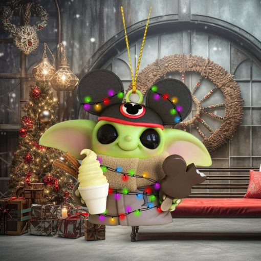 Mickey hat Baby Yoda ice cream christmas ornament