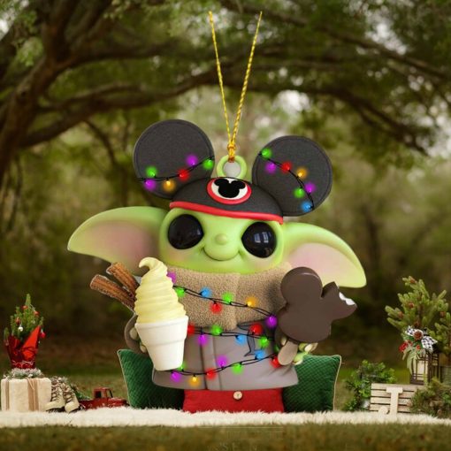 Mickey hat Baby Yoda ice cream christmas ornament
