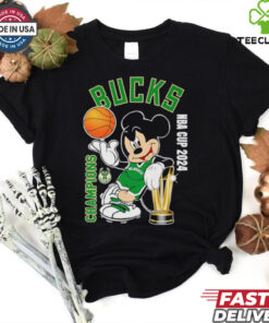 Mickey mouse Milwaukee Bucks Emirates NBA Cup 2024 Champions 2D T shirt