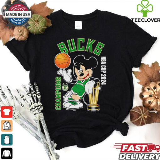 Mickey mouse Milwaukee Bucks Emirates NBA Cup 2024 Champions 2D T shirt