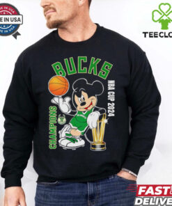 Mickey mouse Milwaukee Bucks Emirates NBA Cup 2024 Champions 2D T shirt