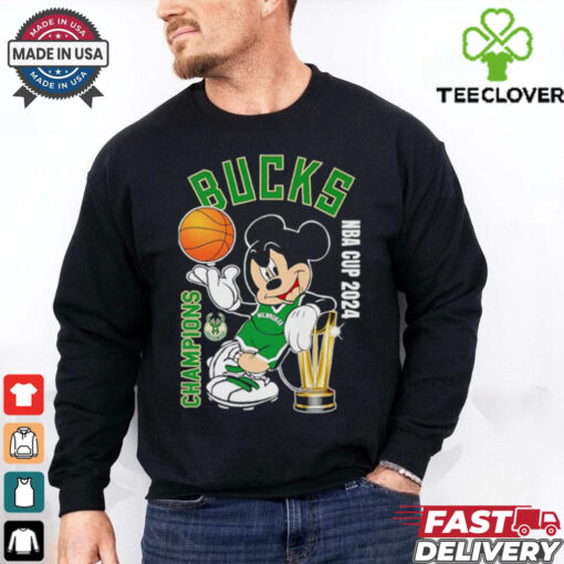 Mickey mouse Milwaukee Bucks Emirates NBA Cup 2024 Champions 2D T shirt