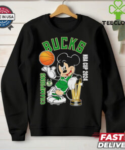 Mickey mouse Milwaukee Bucks Emirates NBA Cup 2024 Champions 2D T shirt