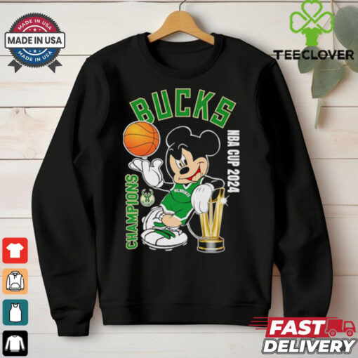 Mickey mouse Milwaukee Bucks Emirates NBA Cup 2024 Champions 2D T shirt