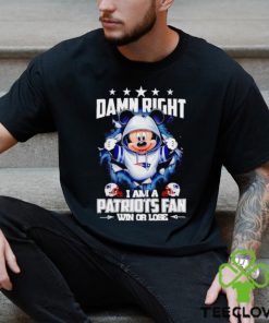 Mickey mouse damn right I am a New England Patriots fan win or lose hoodie, sweater, longsleeve, shirt v-neck, t-shirt