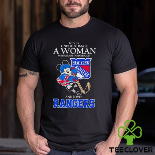 Mickey never underestimate a woman who understands hockey and loves Rangers hoodie, sweater, longsleeve, shirt v-neck, t-shirt