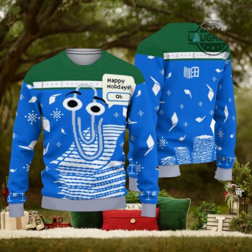 Microsoft Christmas Sweater All Over Printed Holiday Ugly Christmas Artificial Wool Sweat